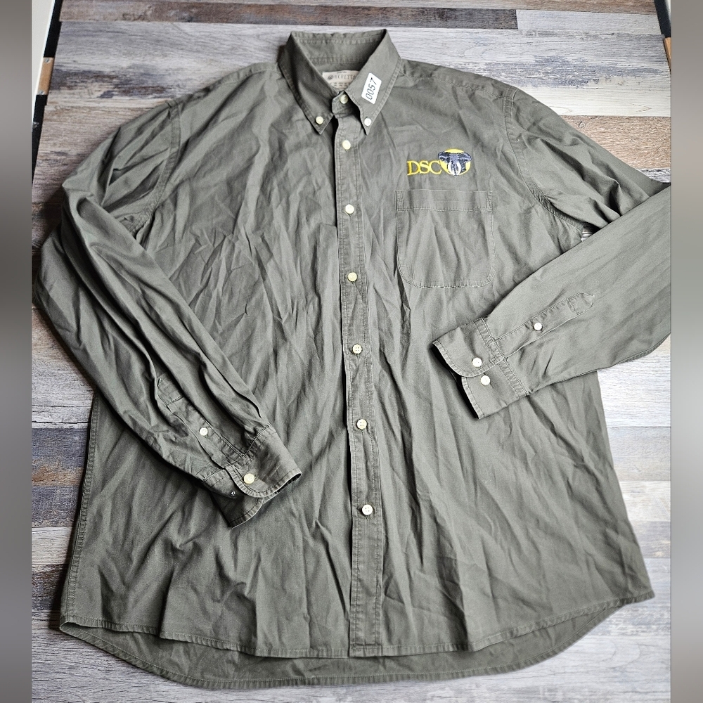 Dallas Safari Club DSC X Beretta Men's Long Sleeve Button Front XL Olive Green